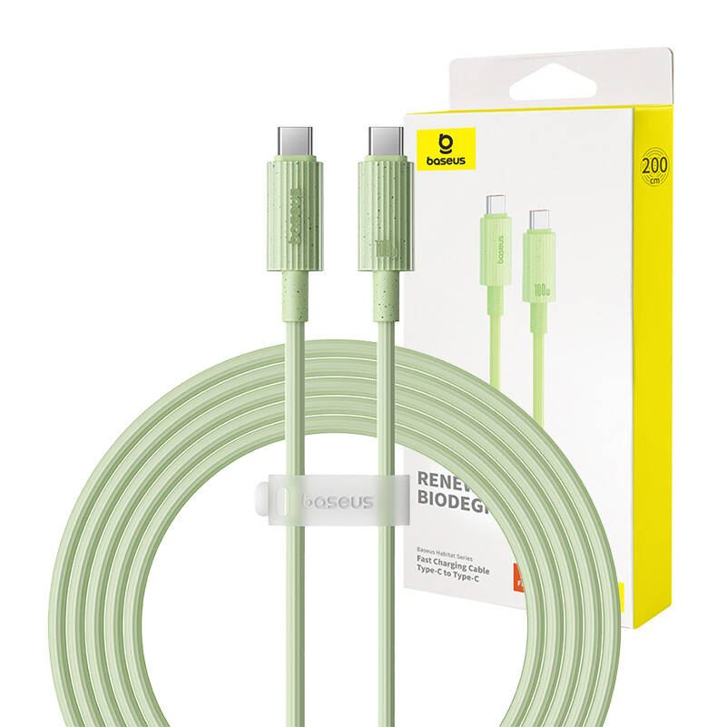 Baseus Habitat USB-C - USB-C gyors töltő 2m zöld (P10360202631-01) (P10360202631-01)