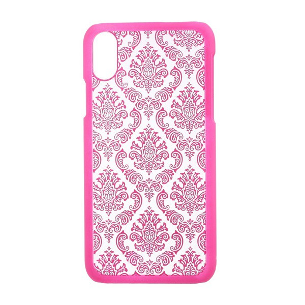 Műanyag telefonvédő (damaszkuszi virág minta) MAGENTA [Apple iPhone XS 5.8] (5996457723270)