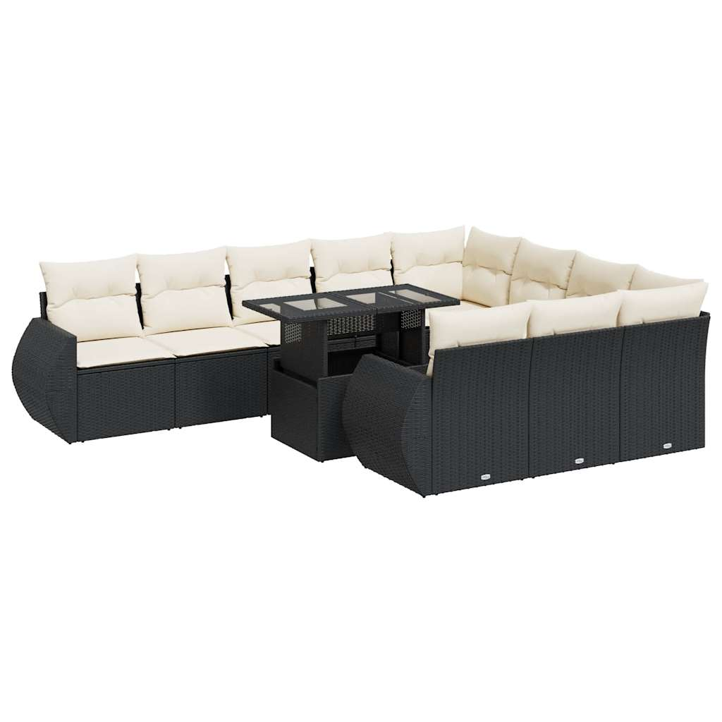 11 részes fekete polyrattan kerti ülőgarnitúra párnákkal (3326707)