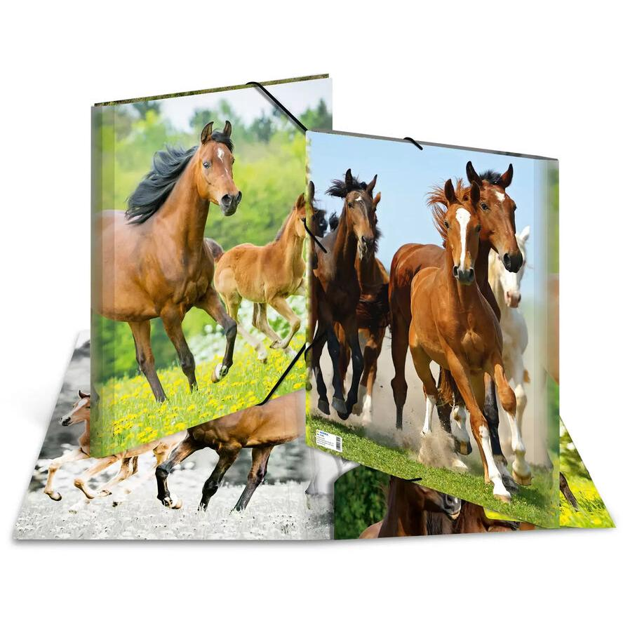 Herma Pferde A3 Rugalmas PP Gumis mappa - Lovak mintás (7145)