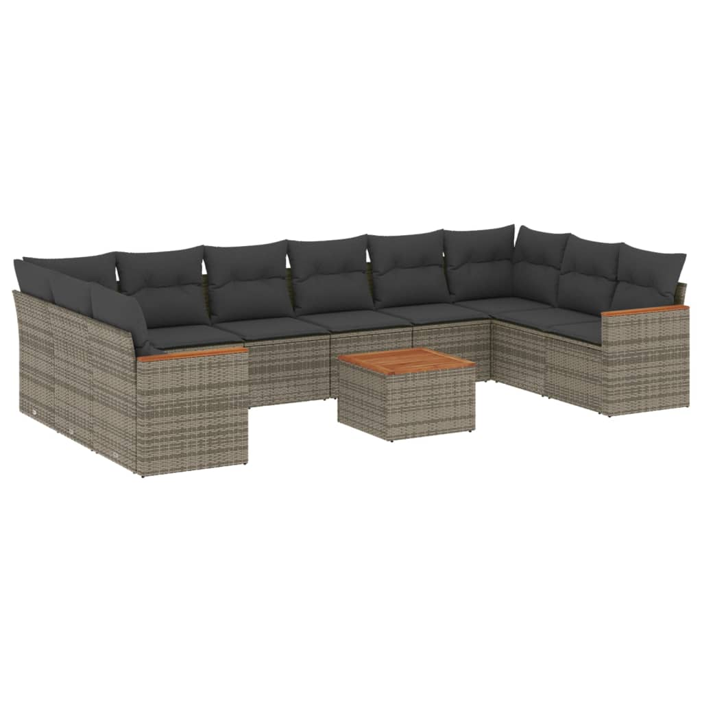 11 részes szürke polyrattan kerti ülőgarnitúra párnákkal (3226333)