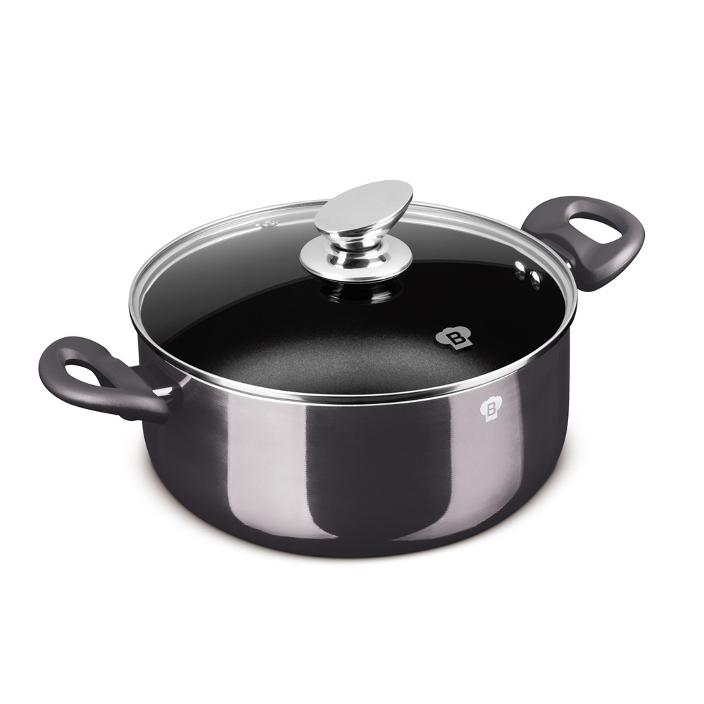 Blauman BL-3964 Carbon Pro Lábas Üveg fedővel Ø 26cm 3,1L - Fekete (BL-3964)