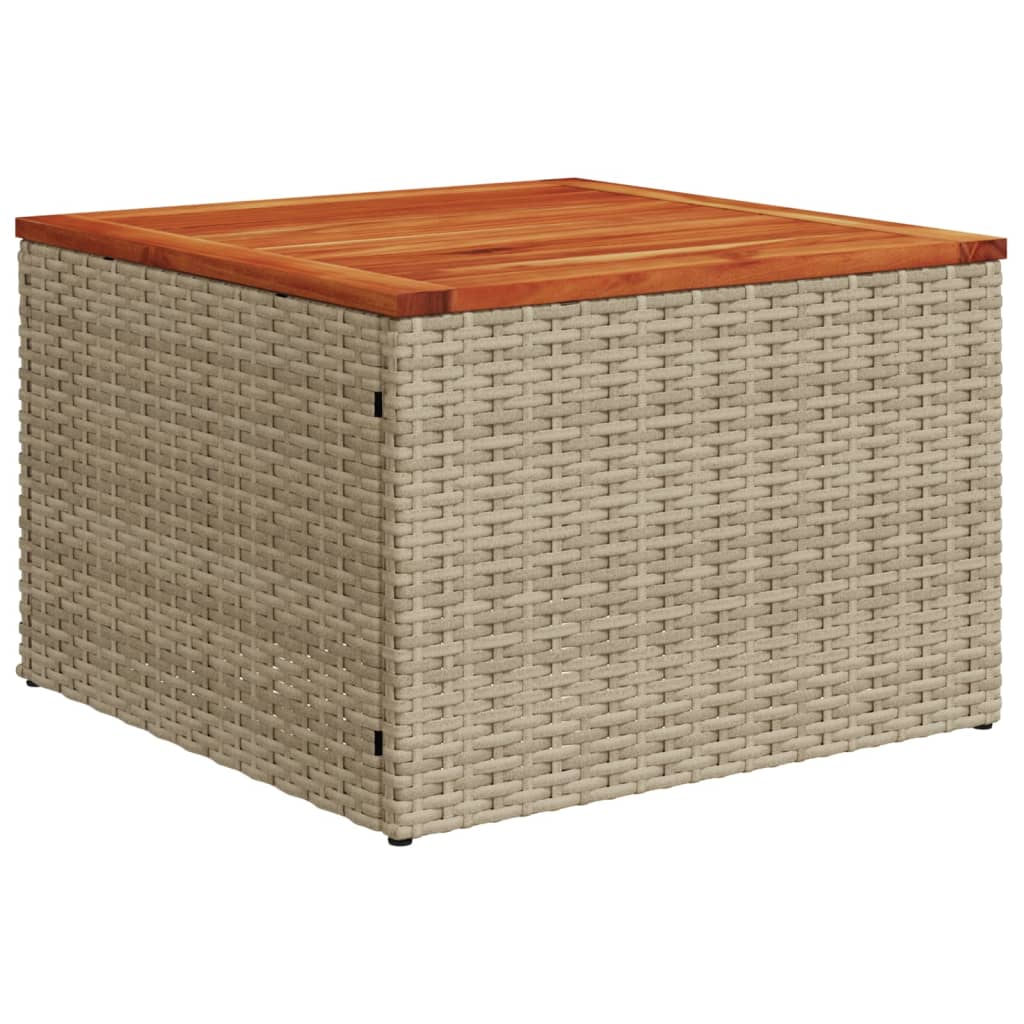 bézs polyrattan és akácfa kerti asztal 55 x 55 x 37 cm (366064)