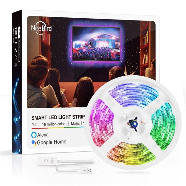 NITEBIRD SL1 Smart Wi-Fi-s RGB LED szalag 2,8m, zene és APP vezérlés (SL1)