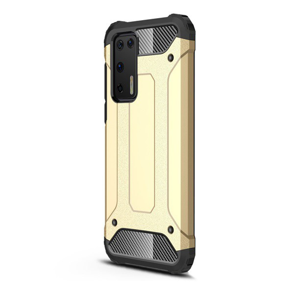 Defender műanyag telefonvédő (közepesen ütésálló, légpárnás sarok, szilikon belső, fémhatás) ARANY [Huawei P40] (5996457933174)
