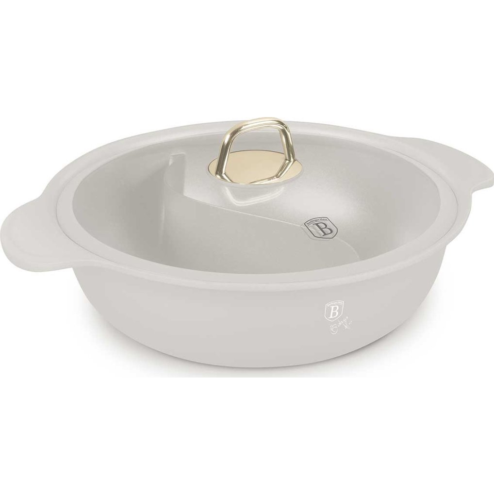 BerlingerHaus BH/8628 Sahara Collection Hot Pot - Fedővel, 30 cm, Öntött Alumínium, Matt Krém (BH-8628)