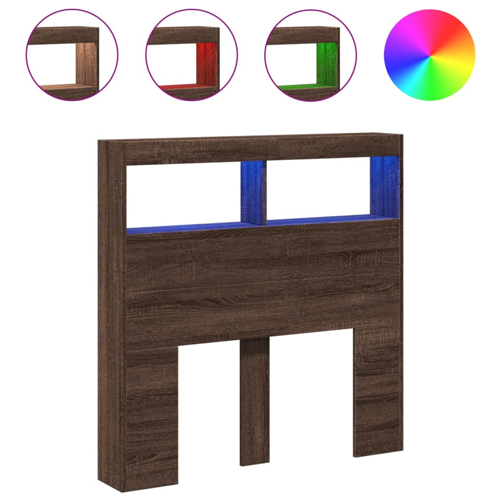 barna tölgy színű áthidalószekrény LED-ekkel 100 x 17 x 102 cm (839188)