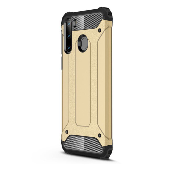 Defender műanyag telefonvédő (közepesen ütésálló, légpárnás sarok, szilikon belső, fémhatás) ARANY [Samsung Galaxy A21 (SM-A210F)] (5996457933143)