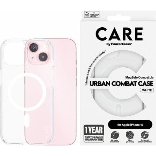 PanzerGlass Urban Combat iPhone 15 MagSafe Telefon tok - Átlátszó / Fehér (1417)