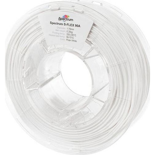 Spectrum Filaments 80261 S-Flex 90A 3D nyomtatószál TPU rugalmas 1.75 mm 250 g polar white, Polárfehér, Fehér 1 db