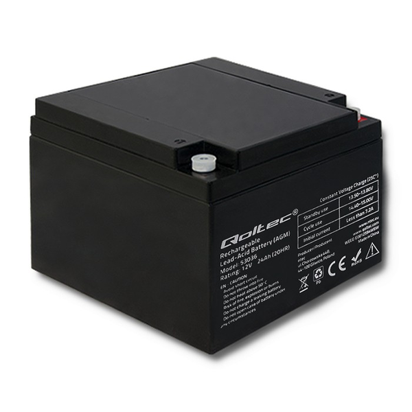 Qoltec 53036 12V/24Ah UPS Akkumulátor - Fekete