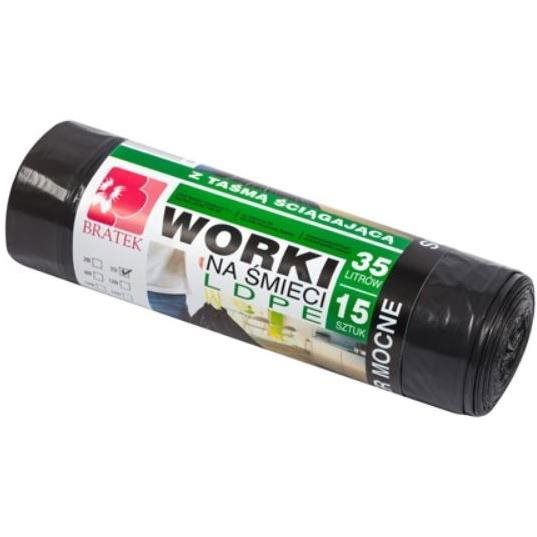 BRATEK szemeteszsák zsinórral 35 l, 15 db (5906731290480)