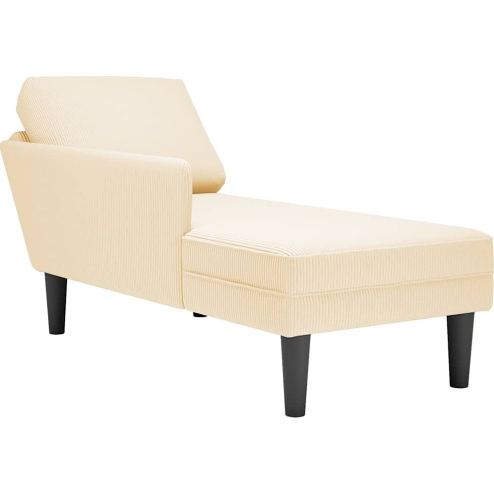 nyugágyas nappali párnával krémszínű kordbársony szövetből (4009817)