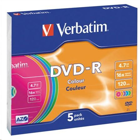Verbatim DVD-R Colour 4,7 GB 5 stk