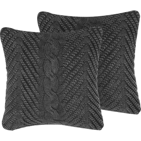 Conjunto De Cojines Decorativos De Punto Grises 45 X 45 Cm Crochet Boho Retro Konni - Gris