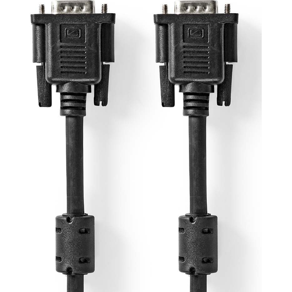 Nedis CCGL59000BK20, VGA kábel, VGA dugó Nikkelezett Maximális felbontás: 1280x768, hossz: 2m