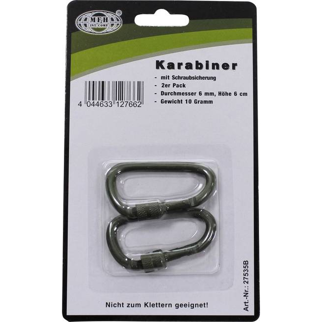 MFH - Military & Adventure Karabíner D6x60O 6 mm x 60 mm 2 db (27535B) (27535B)