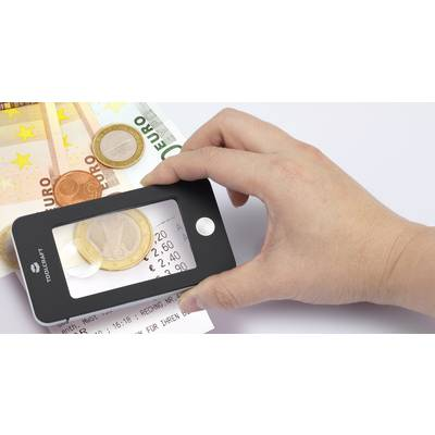 Zsebnagyító, olvasó nagyító lencse, LED világítással 2x/4x-es nagyítású Toolcraft 1400301 (1400301)