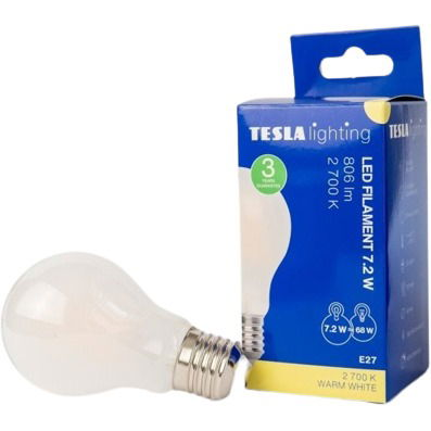 Tesla - LED izzó FILAMENT RETRO BULB E27, 7,2 W, 230 V, 806 lm, 25000 h, 2700K meleg fehér, 360° (BL277227-1F)