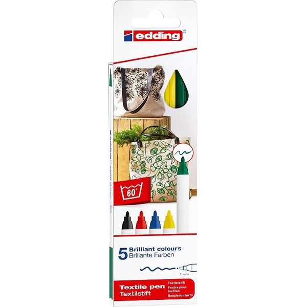 Fix na textil a kůži Edding, vícebarevný, 5 ks