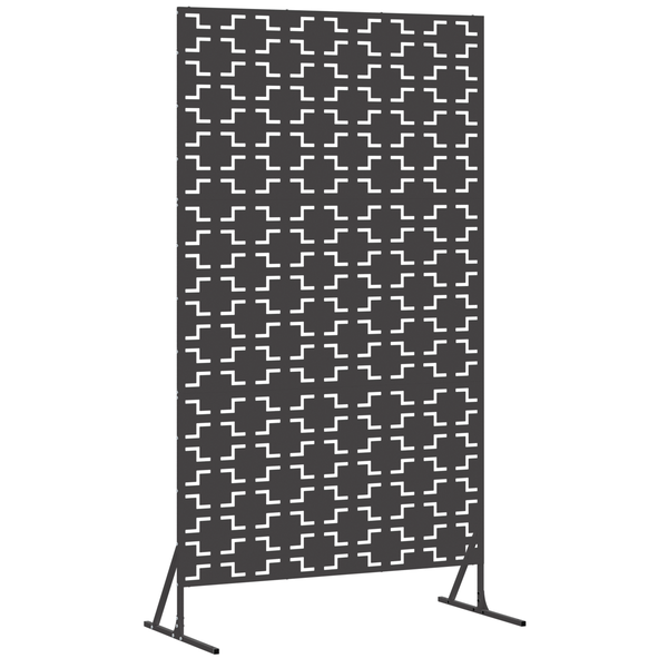 Panou de gard metalic Negru Metal Mare Inserții decorative