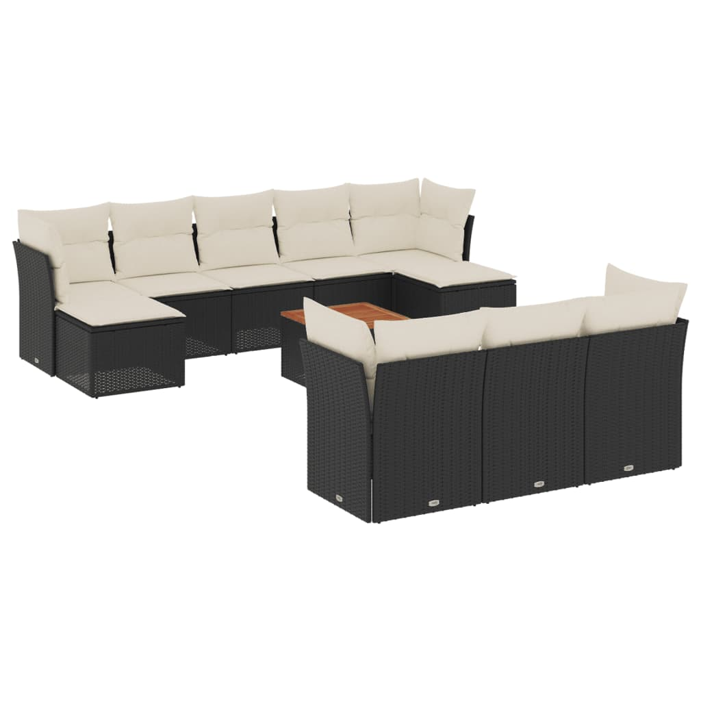 11 részes fekete polyrattan kerti ülőgarnitúra párnákkal (3223879)