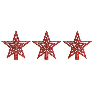 QX Csillag csúcsdísz, piros színű - 3 db, 10 cm (58307) (58307)