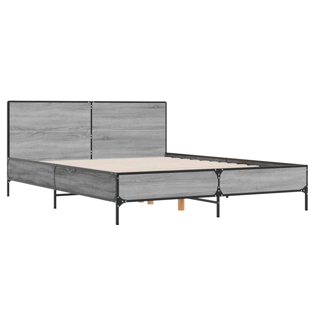 szürke sonoma szerelt fa és fém ágykeret 150 x 200 cm (3280005)