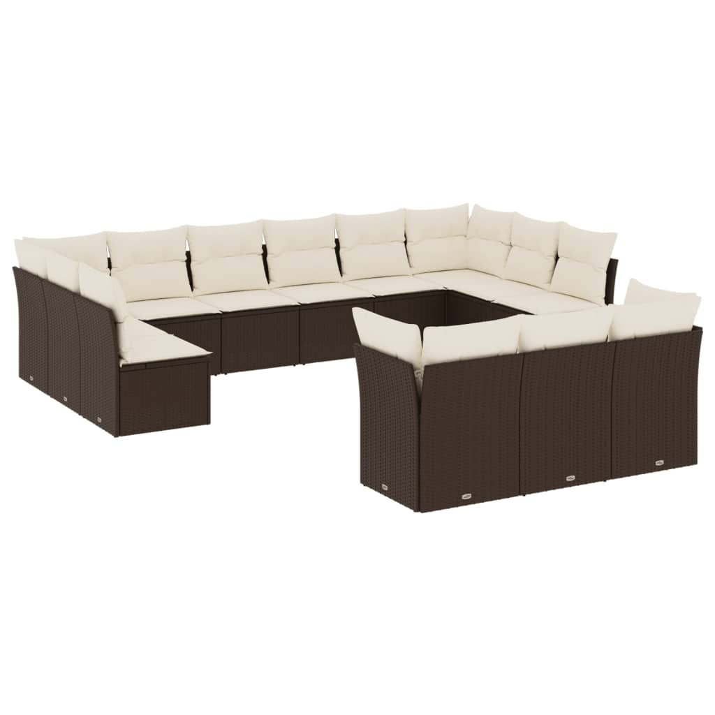 13 részes barna polyrattan kerti ülőgarnitúra párnákkal (3250292)