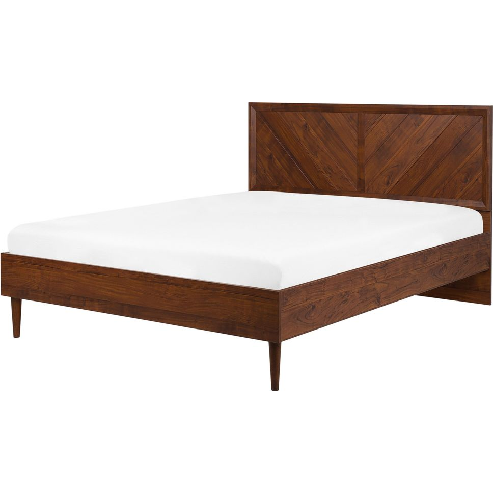 Cama Doble De Madera Oscura 140 X 200 Cm Cabecero Alto Estilo Rústico Mialet