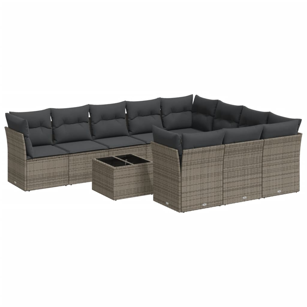 11 részes szürke polyrattan kerti ülőgarnitúra párnákkal (3250069)