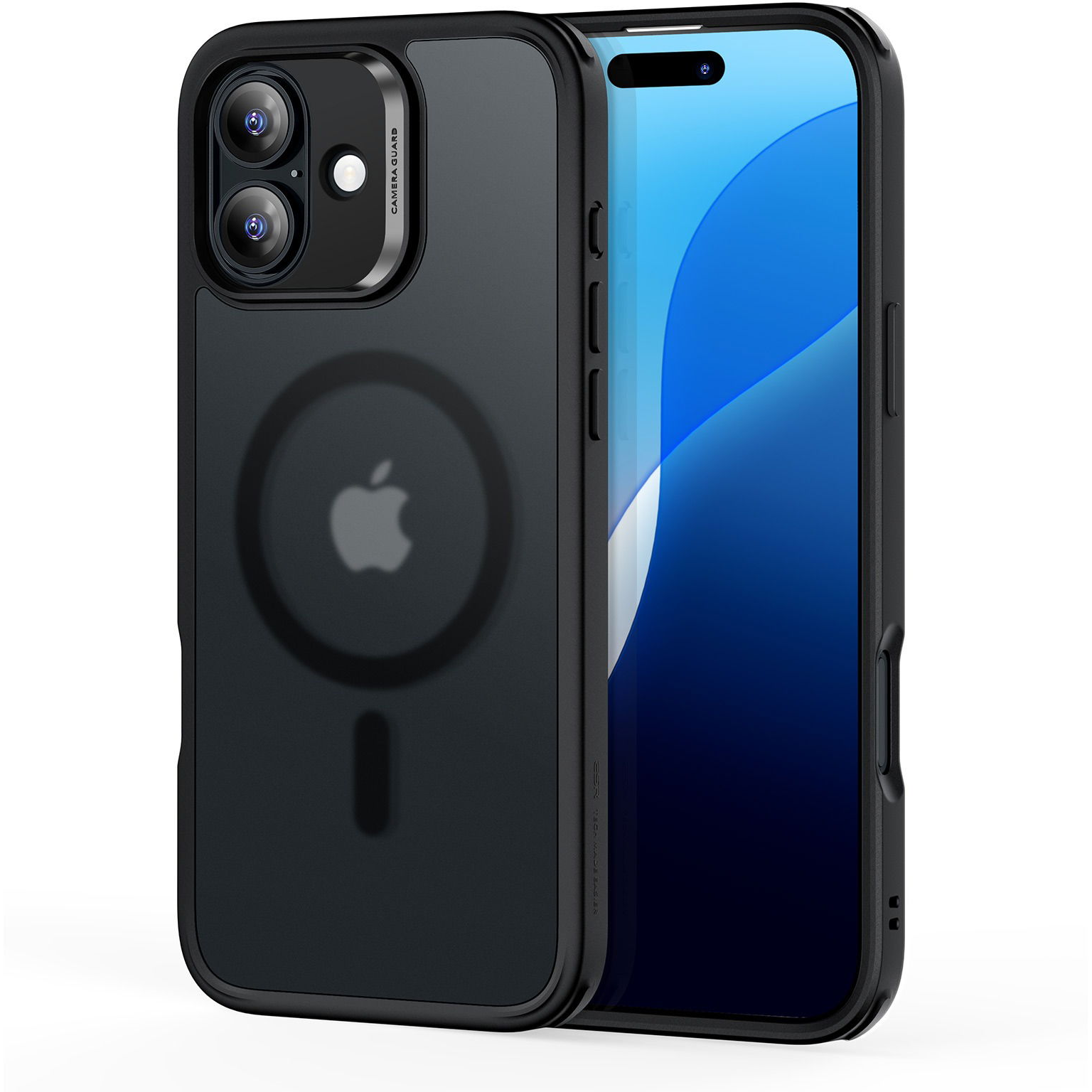 ESR Classic Hybrid Case (HaloLock), Compatible with iPhone 16, Frosted Black tok (1A7670201)