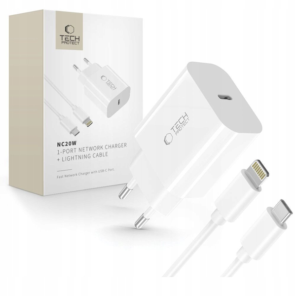 Síťová nabíječka Tech-protect USB-C pro Apple 3000 mA 12 V bílá