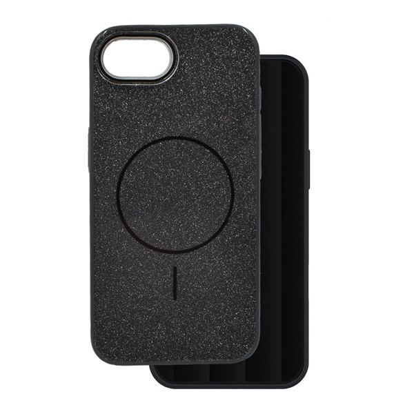 Szilikon telefonvédő (műanyag hátlap, kameravédő, MagSafe, csillogó) FEKETE Apple iPhone 16e "Gigapack csomagolás" (GP-171519)