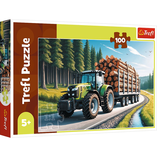 PUZZLE TREFL 100 FORESTRY TRACTOR WITH WOOD