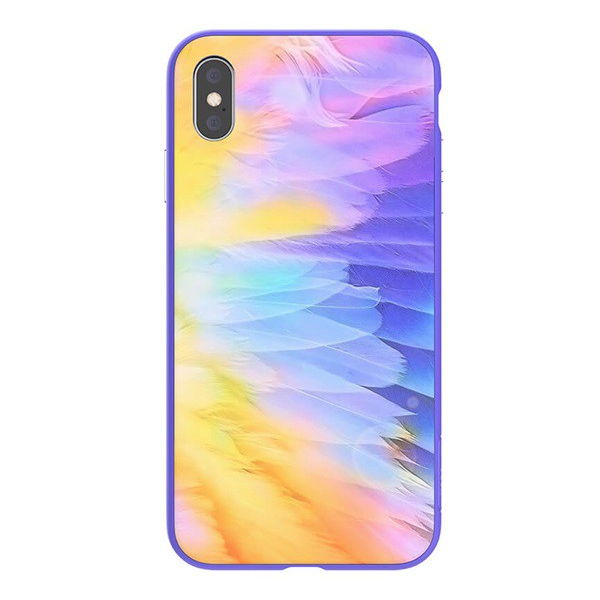 NILLKIN OMBRE telefonvédő szilikon keret (BUMPER, közepesen ütésálló, edzett üveg hátlap, színes) LILA [Apple iPhone XS Max 6.5] (5996457799893)