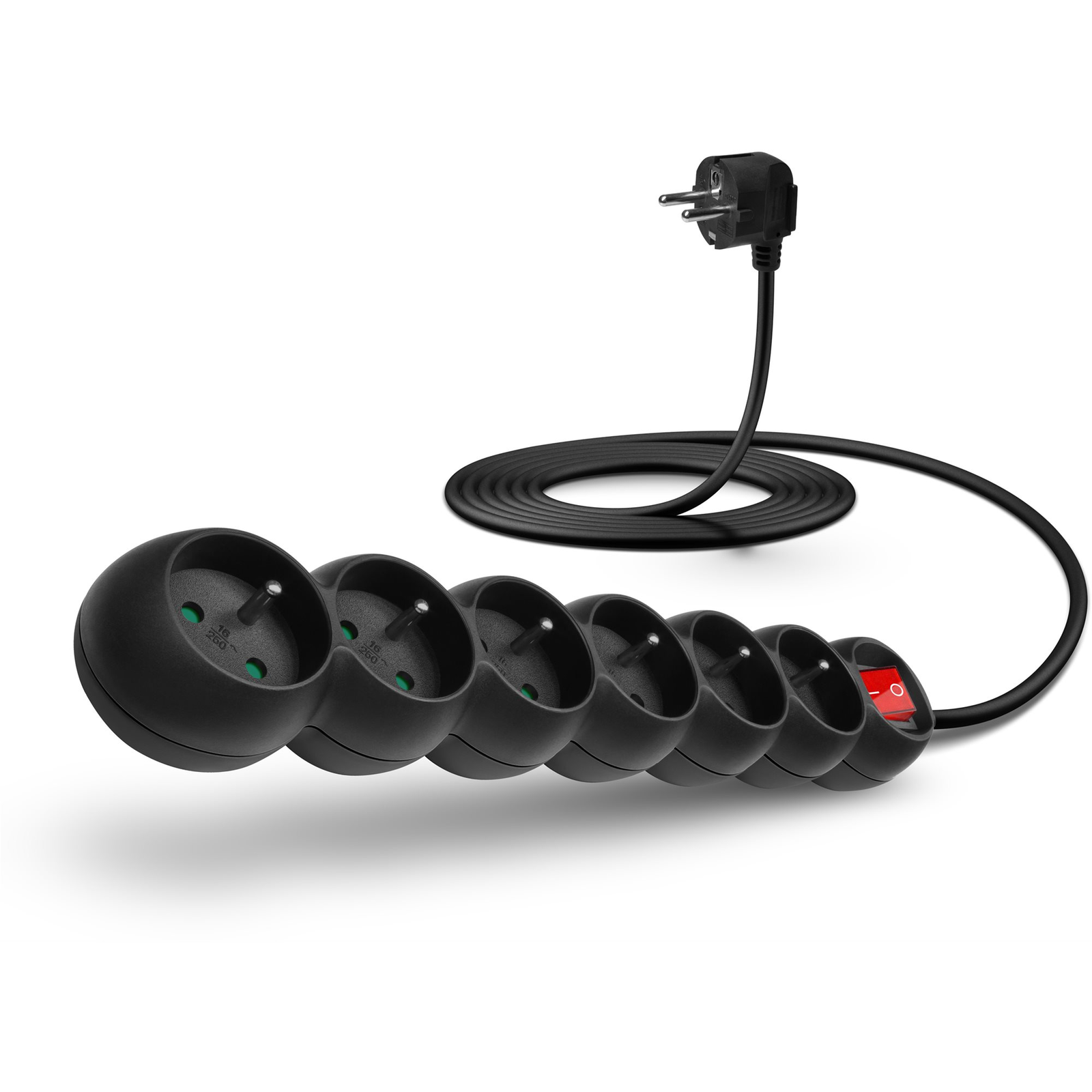 CONNECT IT hosszabbító 230 V, 6 aljzat + kapcsoló, 3 méteres, fekete színű (CES-1001-BK)