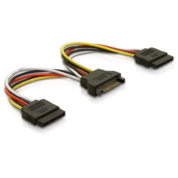 DeLock DL60105 SATA (15tűs) 2db SATA HDD (egyenes) hálózati kábel (DL60105)