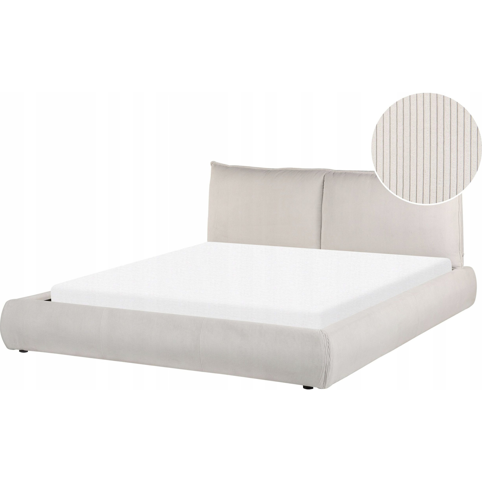 Cama Moderna Tapizada Pana 160 X 200 Cm De Listones Beige Vinay - Beige