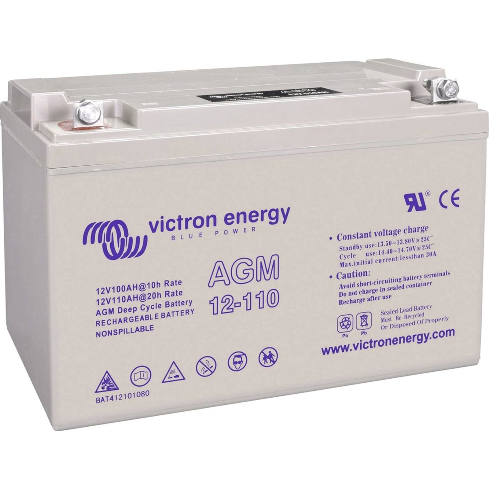 Victron Energy Blue Power BAT412101104 Szolár akku 12 V 110 Ah Ólom-zselés (Sz x Ma x Mé) 330 x 220 x 171 mm M8 csavaros csatlakozó (BAT412101104)