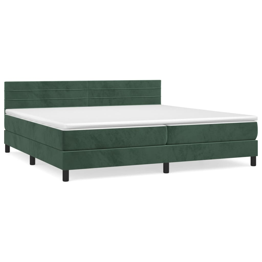 sötétzöld bársony rugós ágy matraccal 200x200 cm (3141386)