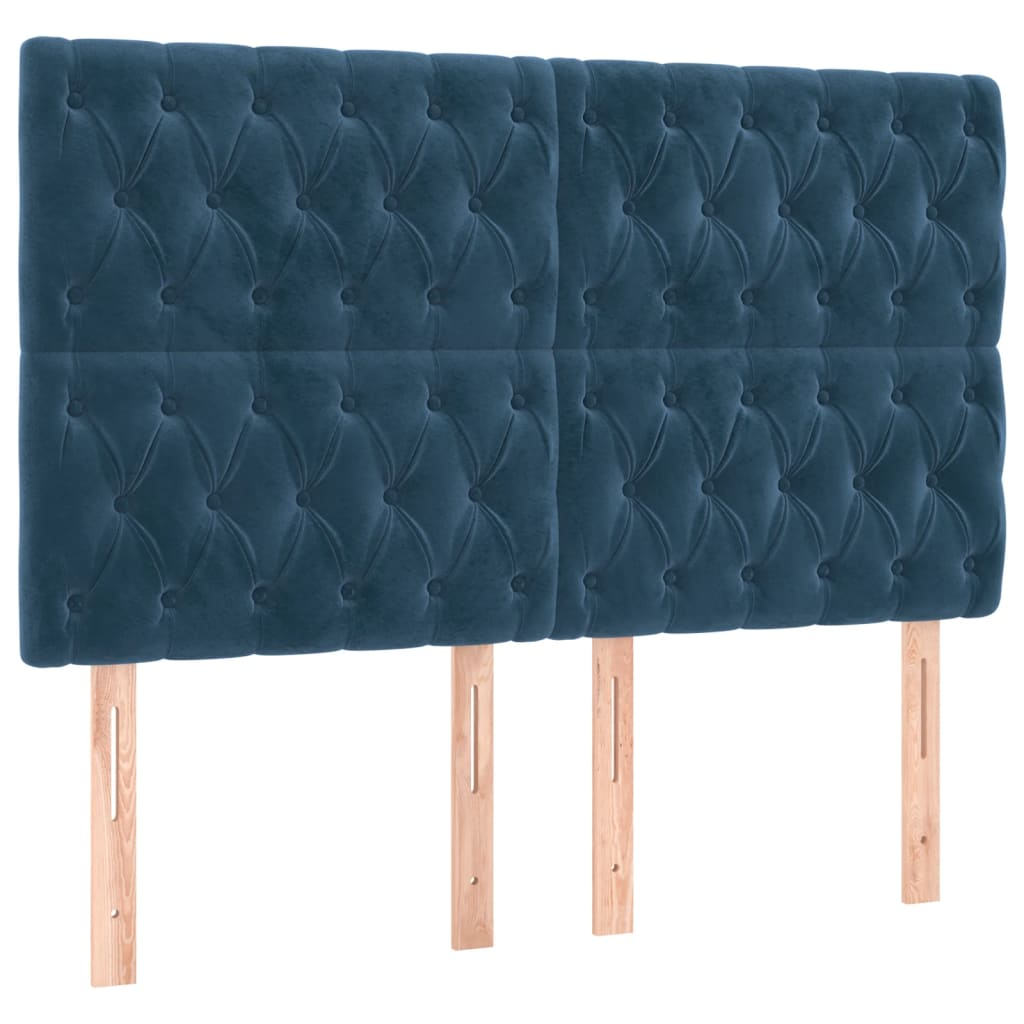 4 db sötétkék bársony fejtámla 72x7x78/88 cm (3116720)