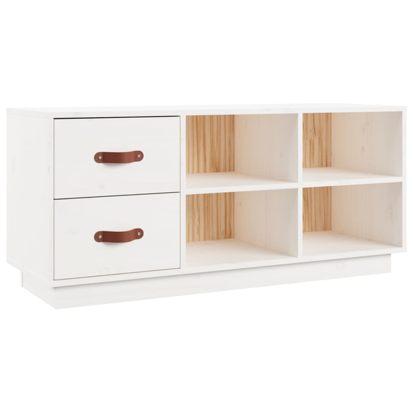 fehér tömör fenyőfa cipőtároló pad 100 x 34 x 45 cm