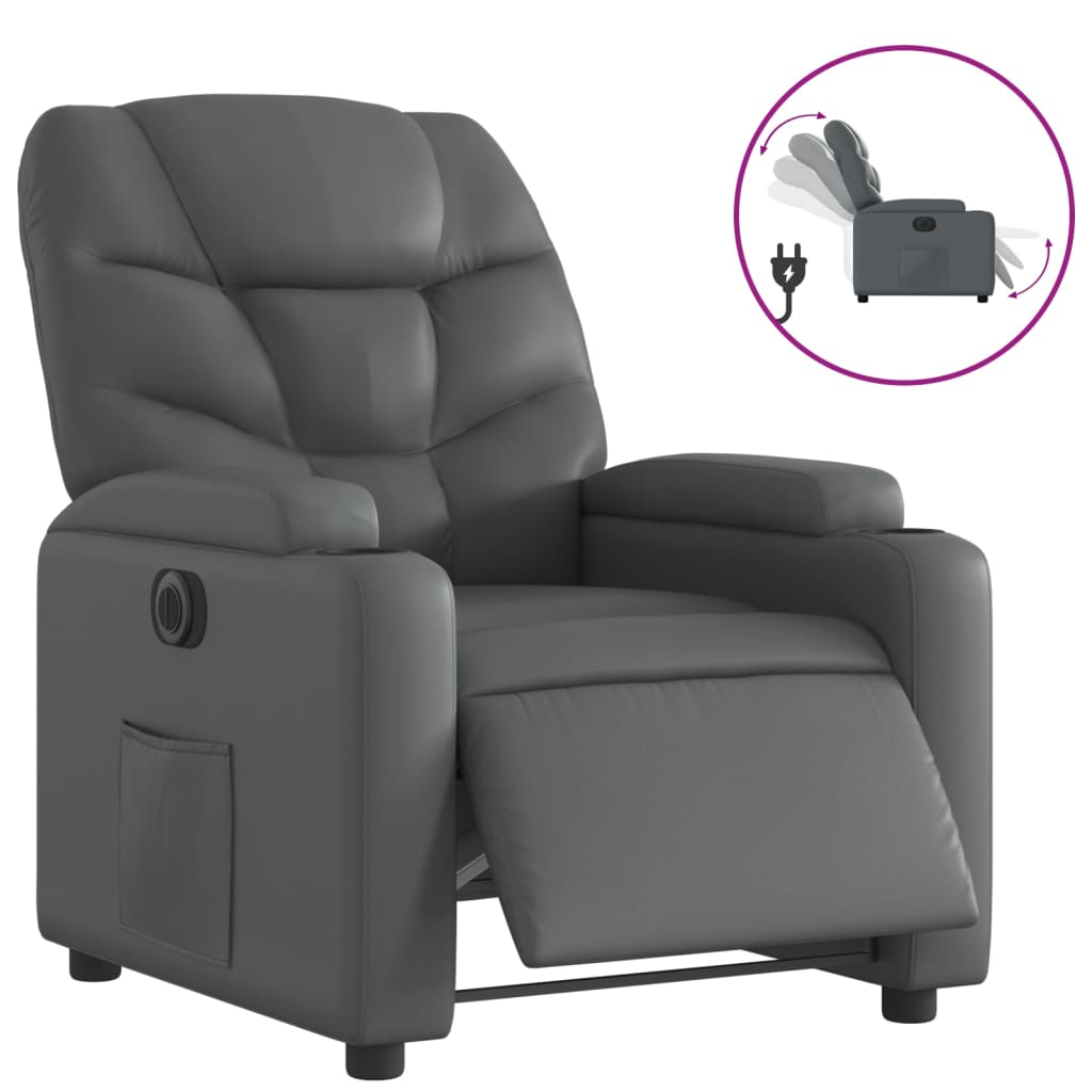 szürke műbőr elektromos dönthető fotel (3204647)