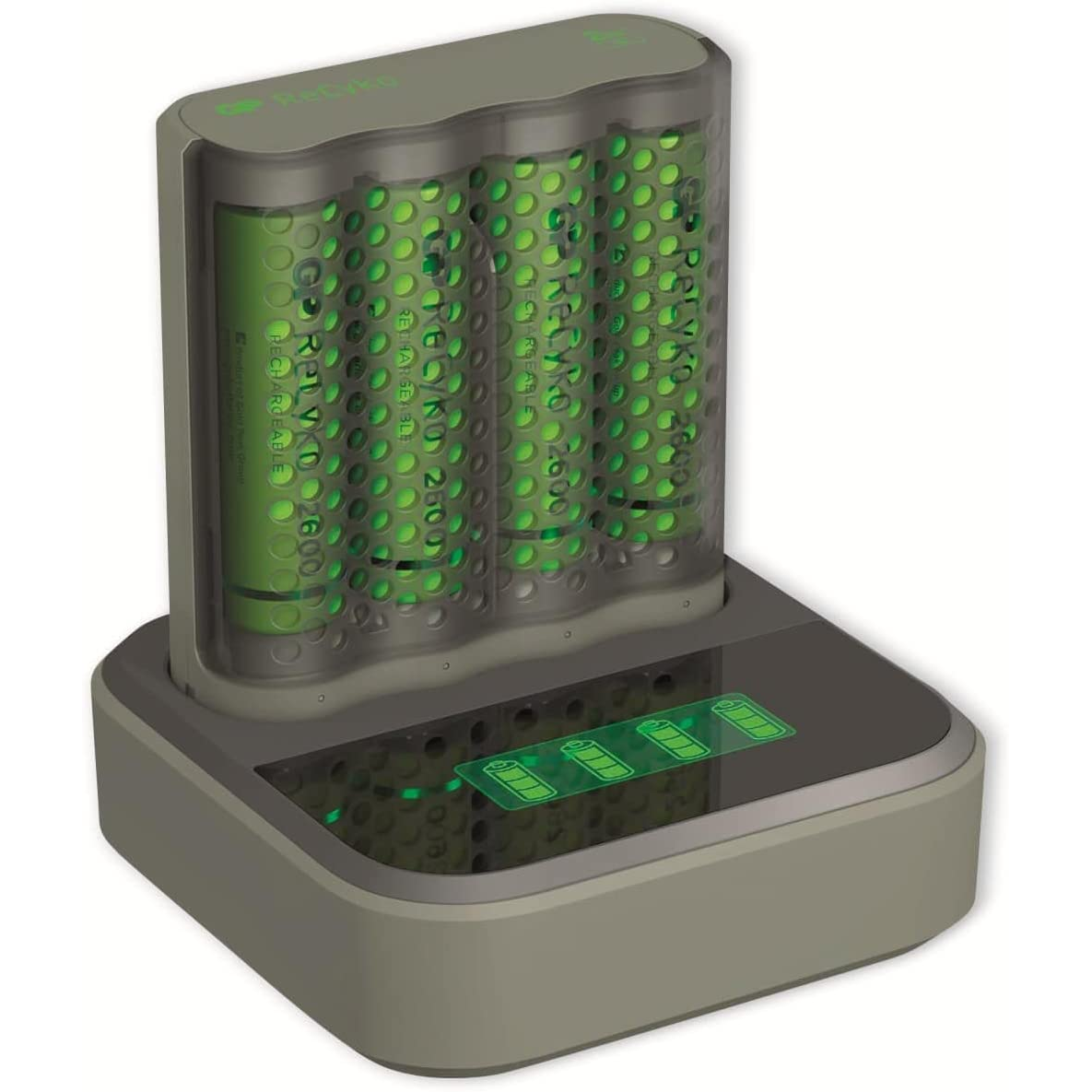 GP ReCyko M4D45 4x AA NiMH Akkumulátor töltő + 4x AA NiMH 2600mAh Elem (130M451CD270AAC4)