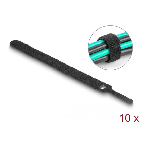 DELOCK Klett-Kabelbinder L 150 x B 12 mm schwarz 10 Stück