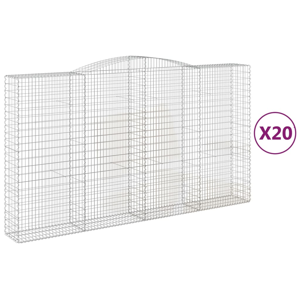 20 db íves horganyzott vas gabion kosár 400x50x220/240 cm (3147084)