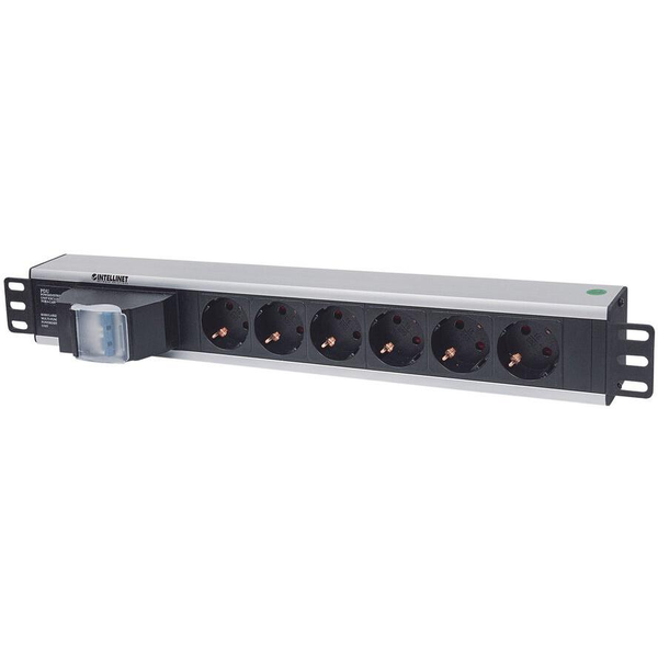 Intellinet 711432 strømforsyningsenhed (PDU) 6 AC stikkontakt(er) 1.5U Sort, Grå