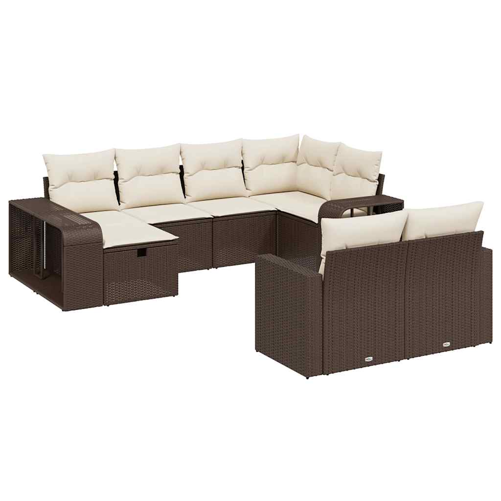 10 részes barna polyrattan kerti ülőgarnitúra párnákkal (3266243)