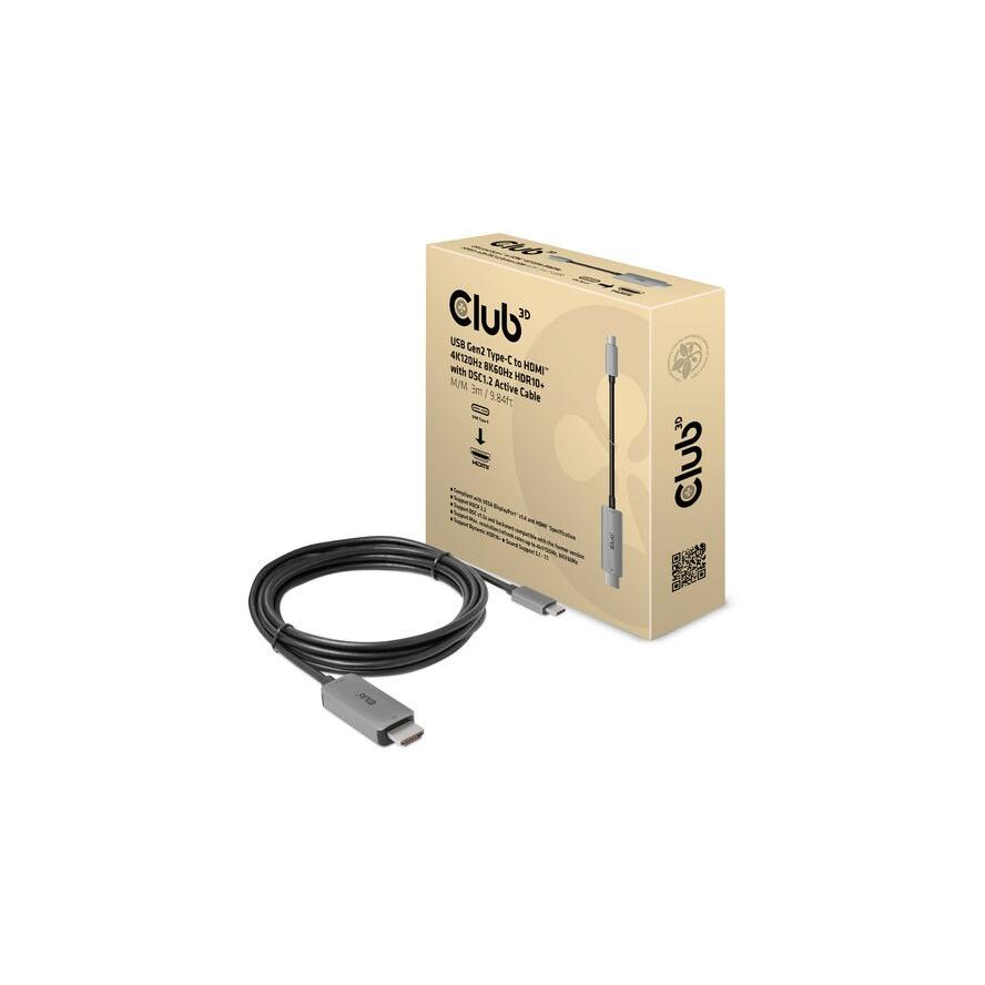 Club3D Kabel USB 3.2 Typ C > HDMI 2.1 HDR10 4K120Hz 3m akt retail (CAC-1587)